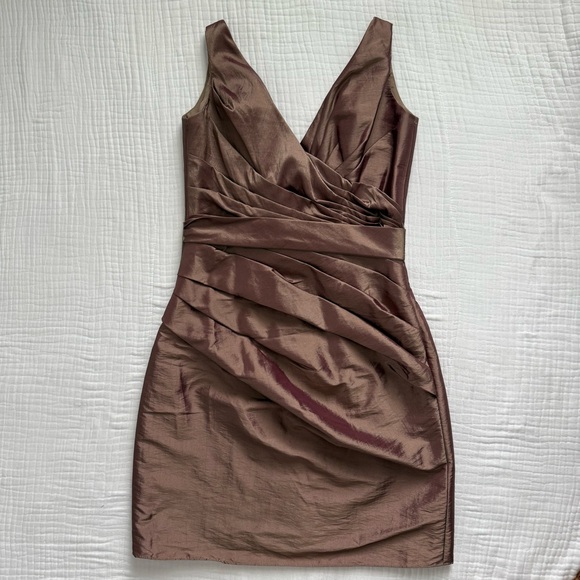 Impression Bridal bronze ruched sleeveless dress size 10 -Double lined - Picture 1 of 16